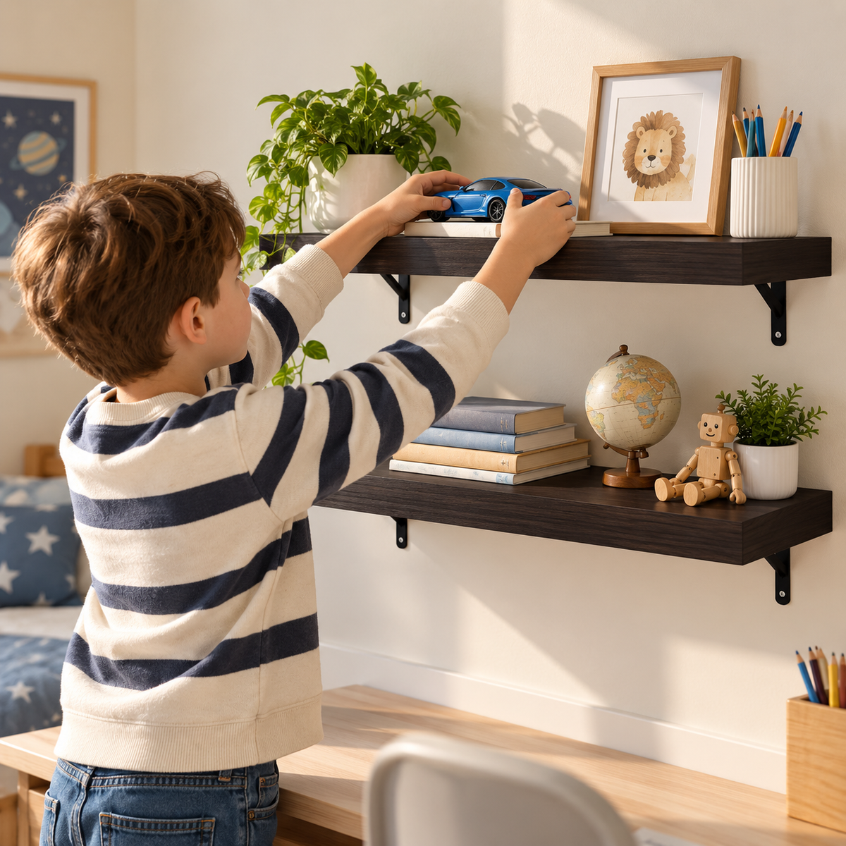 22" Tobacco Floating Shelves – Set of 2