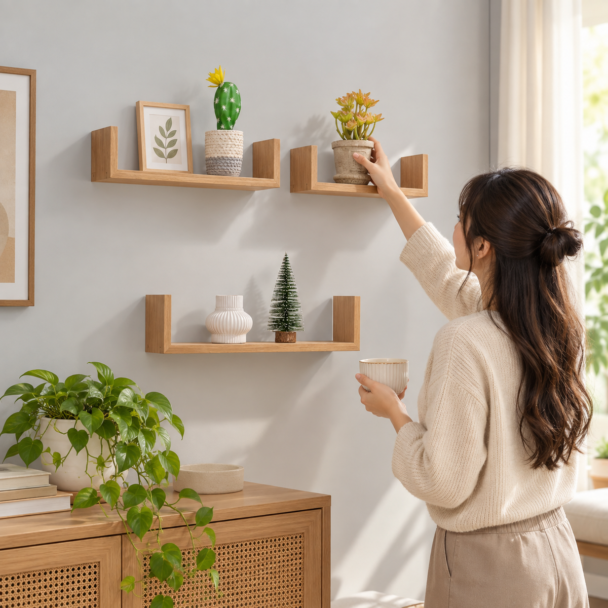 3-Piece U-Shaped Floating Shelves
